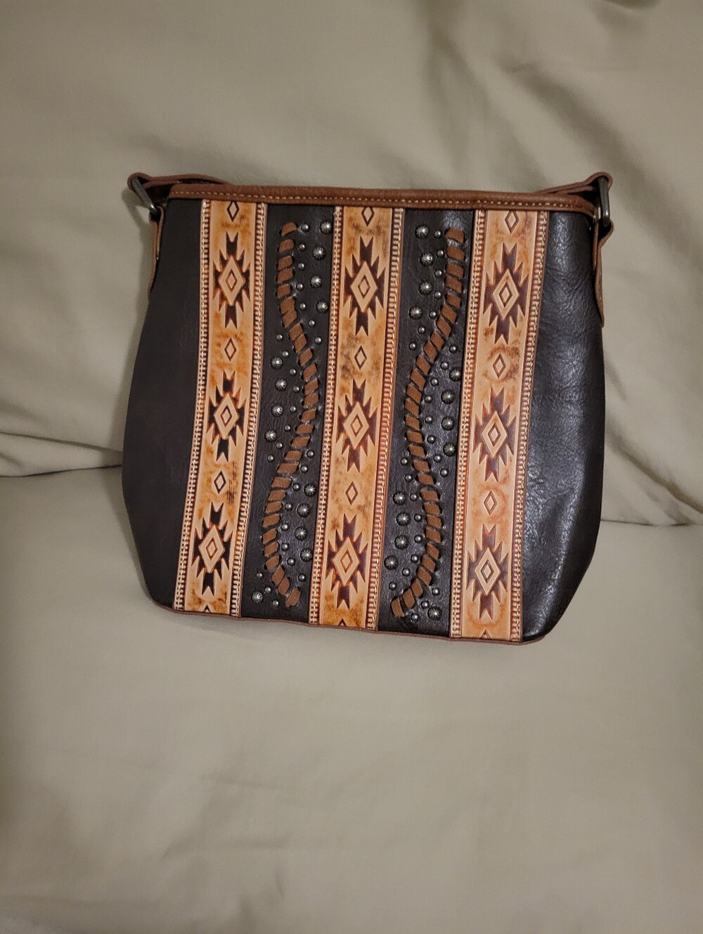 Brown and Tan Southwestern Montana West Studded Crossbody Bag
